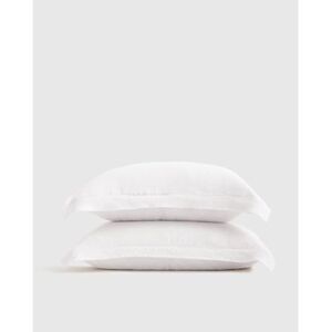 Quince Home European Linen Double Flange Sham Set White Bedding Standard of2